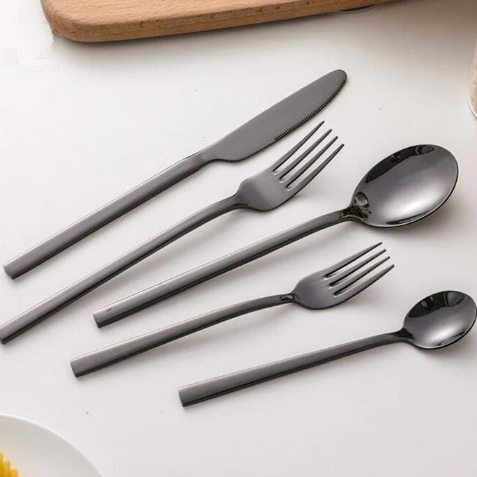 Moderne Bestik Sæt i Rustfrit Stål - Guld, Sort, Sølv, Roséguld