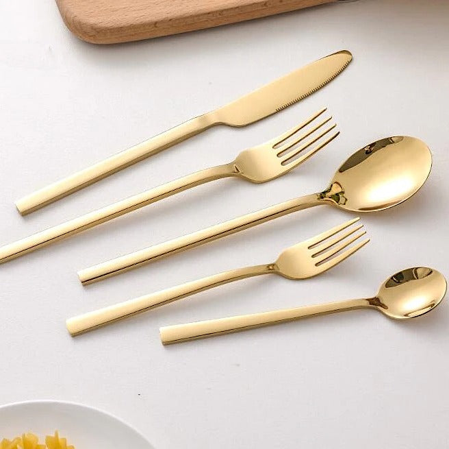 30-delt Elegant Bestik i Rustfrit Stål - Guld, Sort, Sølv, Roséguld
