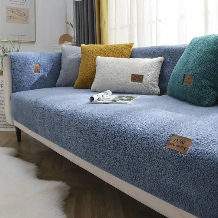 Vandtæt Sherpa Fleece Sofaovertræk med Non-Slip Bund