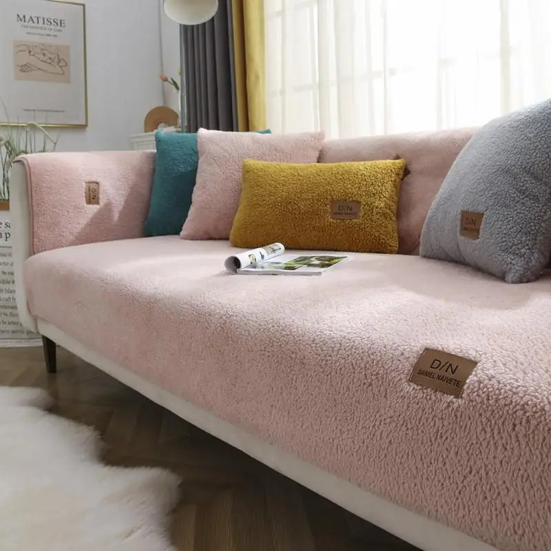 Vandtæt Sherpa Fleece Sofaovertræk med Non-Slip Bund