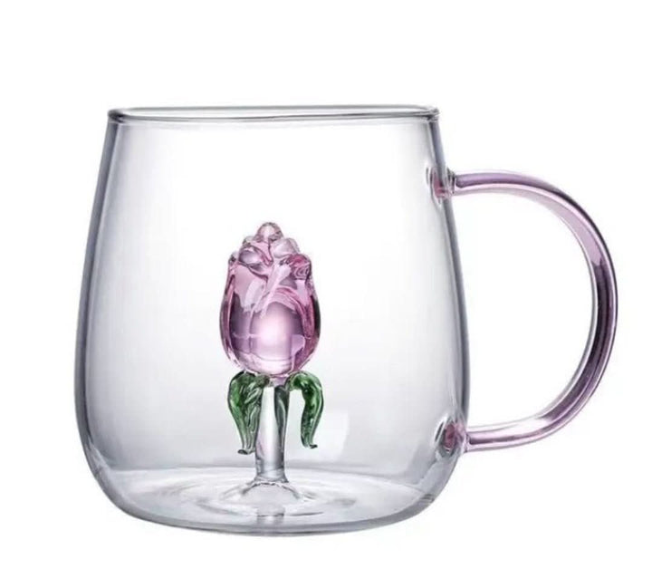 Håndlavede Champagneglas med Rosedesign - Elegant Tulipanformet Glas