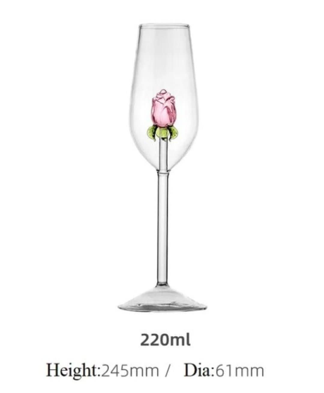 Håndlavede Champagneglas med Rosedesign - Elegant Tulipanformet Glas