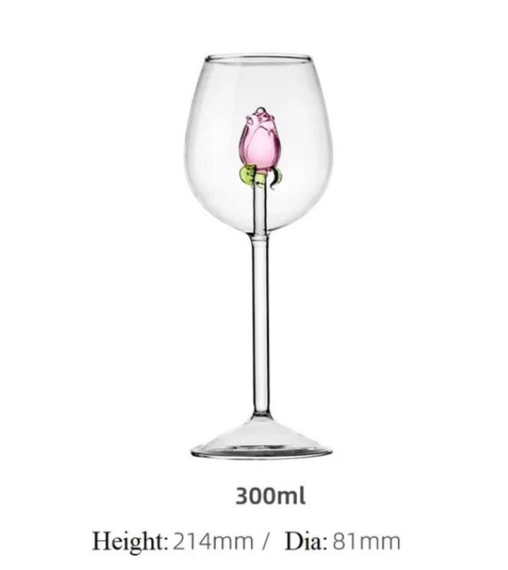 Håndlavede Champagneglas med Rosedesign - Elegant Tulipanformet Glas