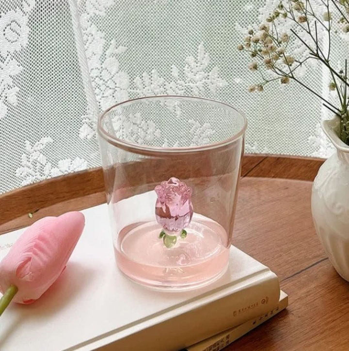 Håndlavede Champagneglas med Rosedesign - Elegant Tulipanformet Glas