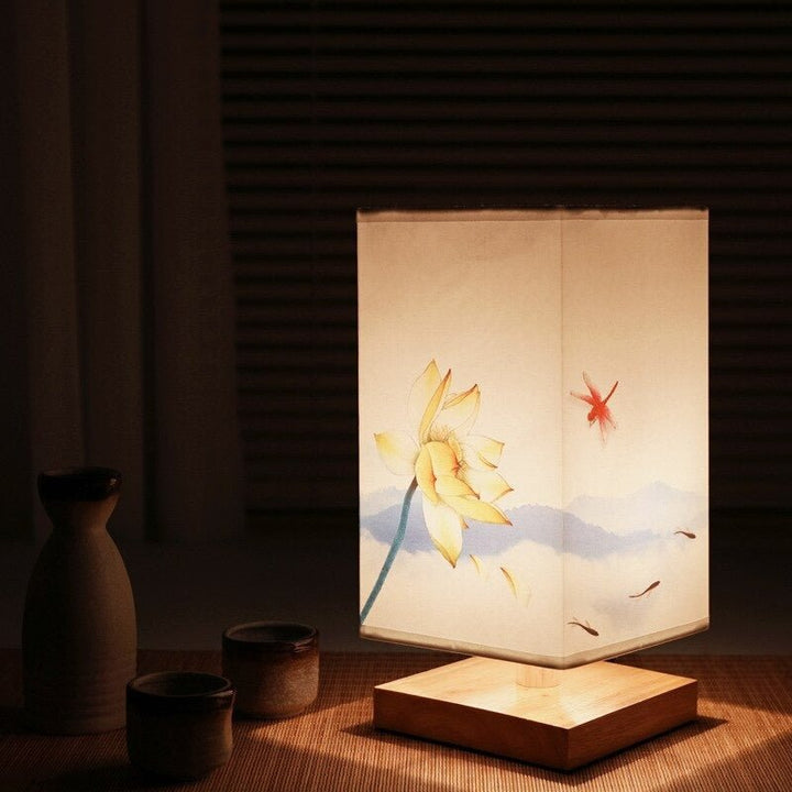 Skandinavisk Japansk Papir Bordlampe med Varmt Lys