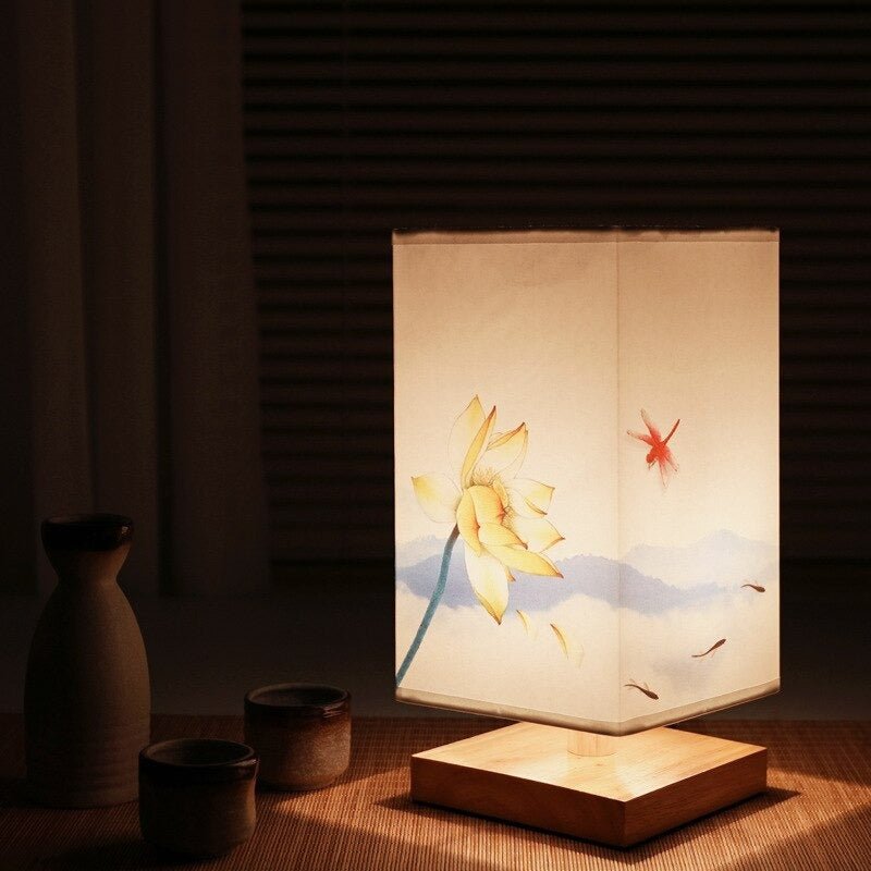 Japandi Bordlampe i Naturligt Træ og Bambus