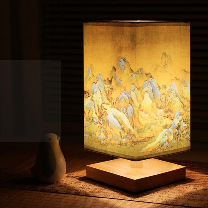 Skandinavisk Japansk Papir Bordlampe med Varmt Lys