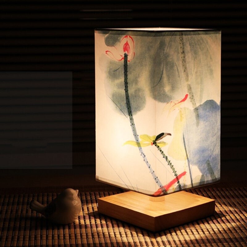 Skandinavisk Japansk Papir Bordlampe med Varmt Lys