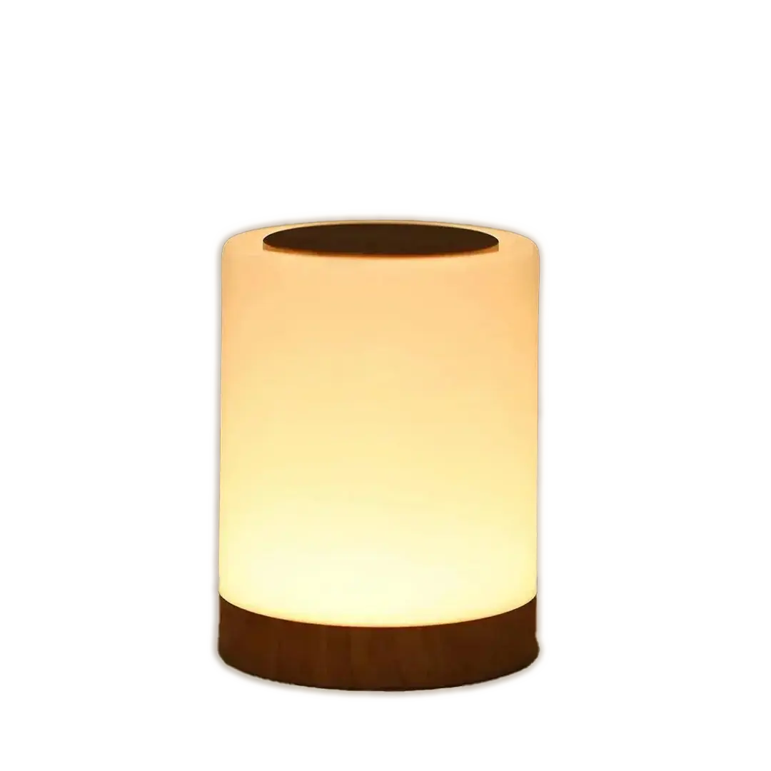 Bærbar Touch Sensor LED Lampe i Træ - Genopladelig Ambient Belysning