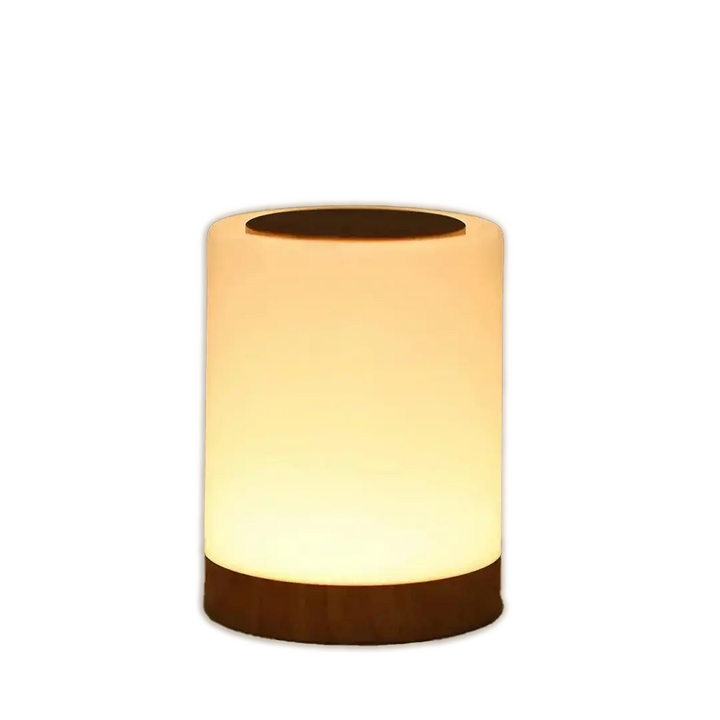Bærbar Touch Sensor LED Lampe i Træ - Genopladelig Ambient Belysning