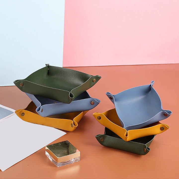 Læder Opbevaringsbakke i Blødgørende Design
