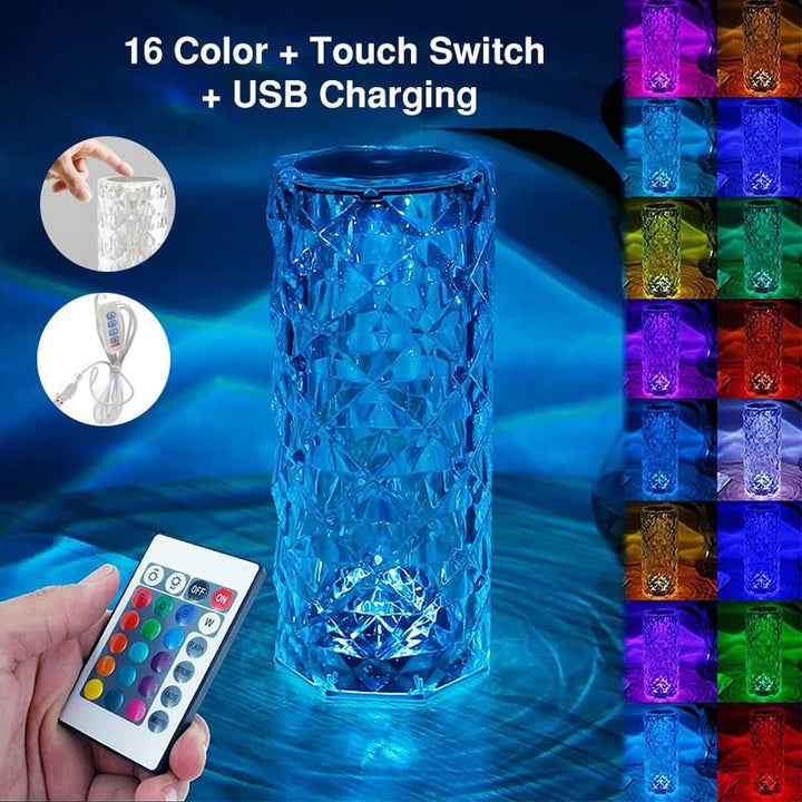 LED Touch Bordlampe med Krystaleffekt