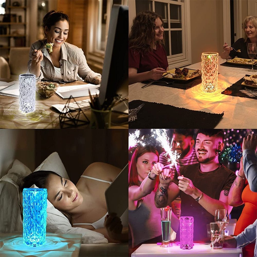 LED Touch Bordlampe med Krystaleffekt