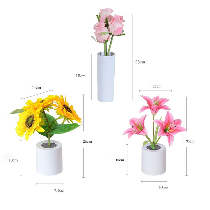 LED Lilje Blomst Natlampe med Varmt Lys