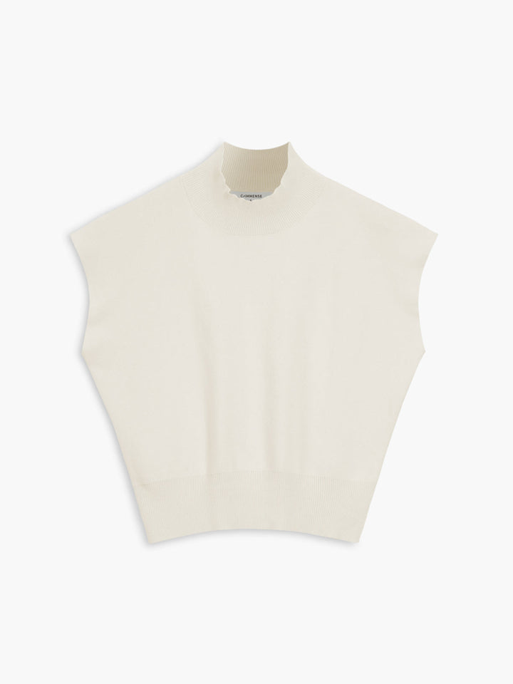 Noira | Kvinders Mock Neck Ærmeløs Top med Polstret Skulder Vest