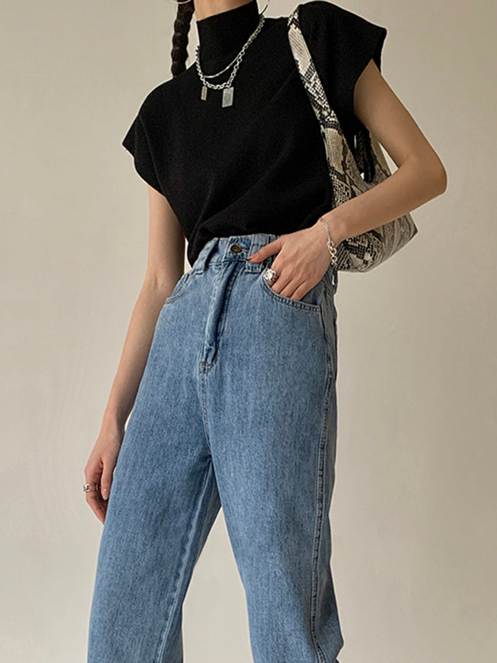 Noira | Kvinders ærmeløs mock neck top med polstrede skuldre