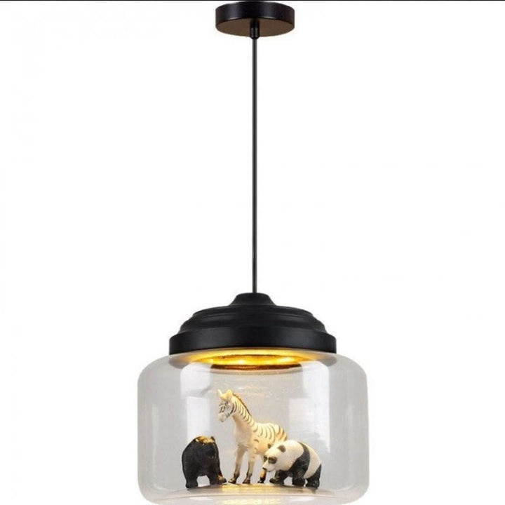Glas Pendellampe med Dyremotiver