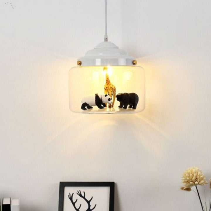 Glas Pendellampe med Dyremotiver