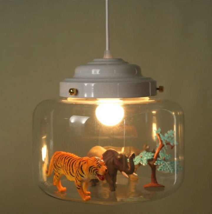 Glas Pendellampe med Dyremotiver