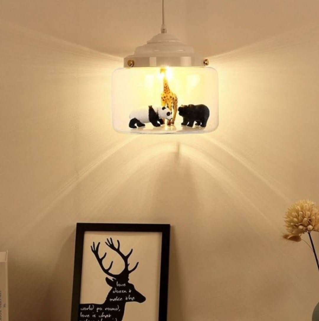 Glas Pendellampe med Dyremotiver