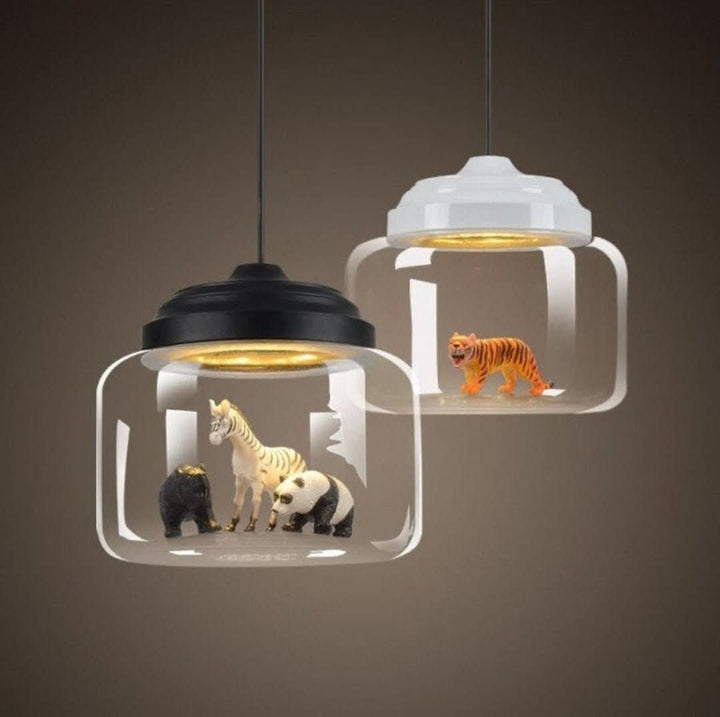 Glas Pendellampe med Dyremotiver
