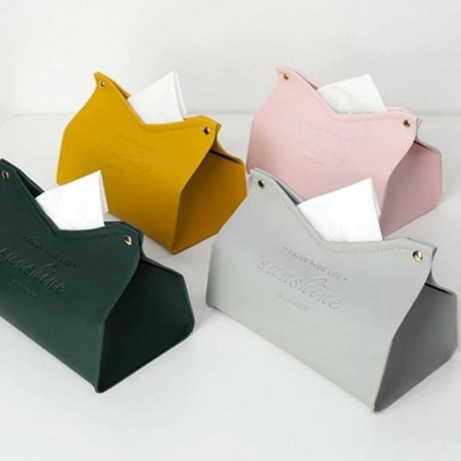 Elegant Faux Læder Tissue Box Dispenser i Farver