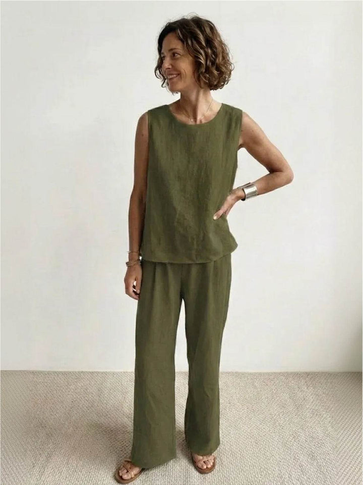 Olivia | Kvinders ærmeløs tanktop og bukser med bred ben