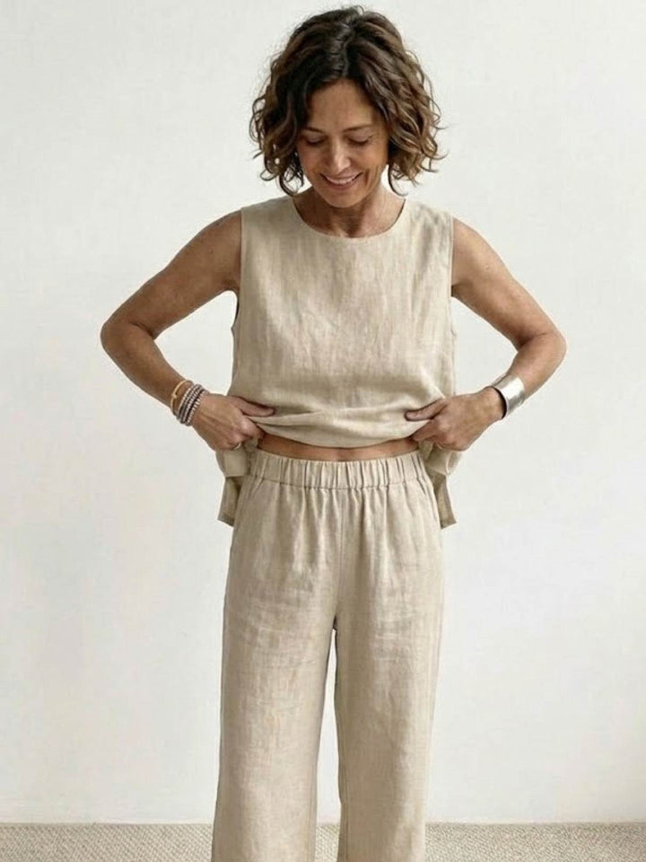 Olivia | Kvinders ærmeløs tanktop og bukser med bred ben