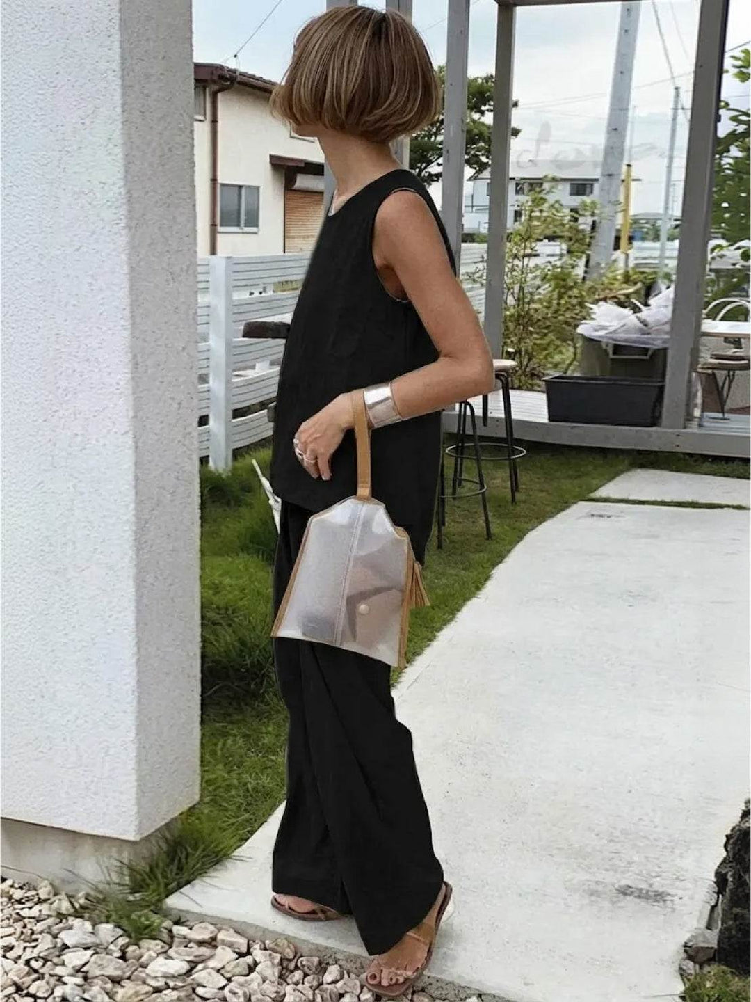 Olivia | Kvinders ærmeløs tanktop og bukser med bred ben