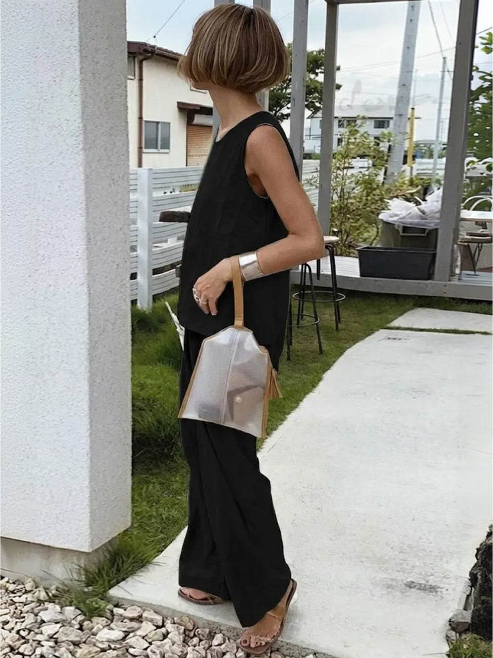 Olivia | Kvinders ærmeløs tanktop og bukser med bred ben