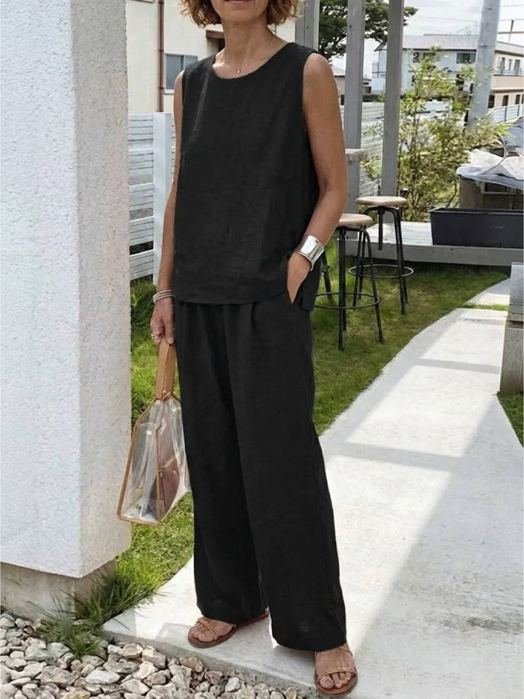 Olivia | Kvinders ærmeløs tanktop og bukser med bred ben