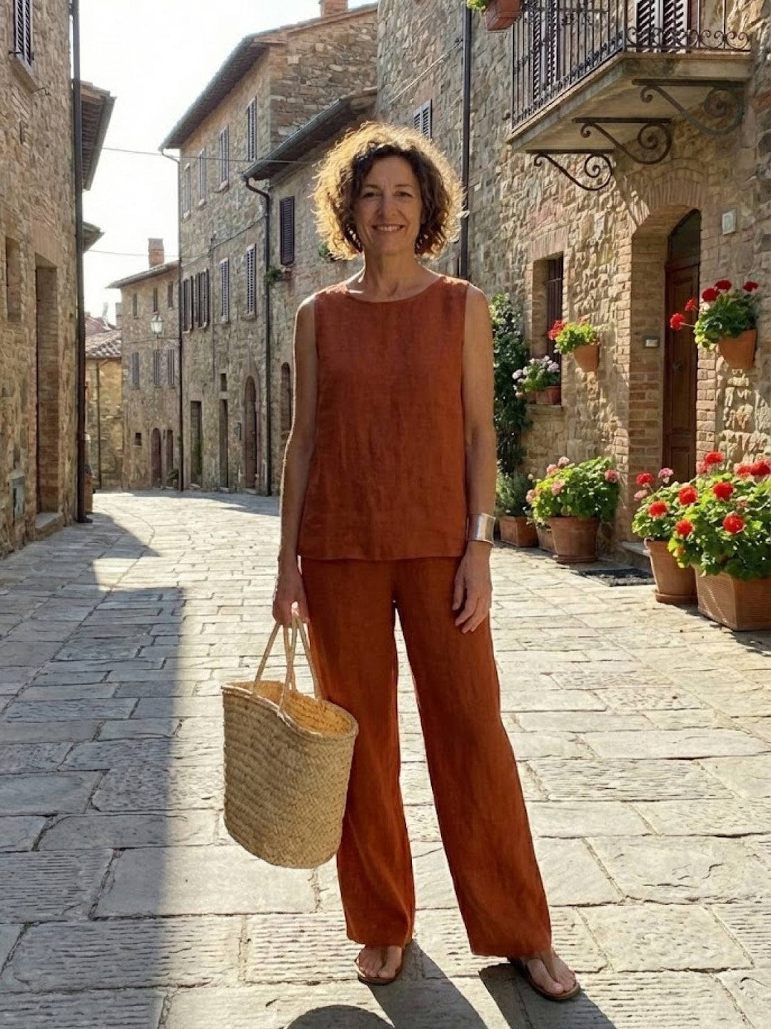 Olivia | Kvinders ærmeløs tanktop og bukser med bred ben