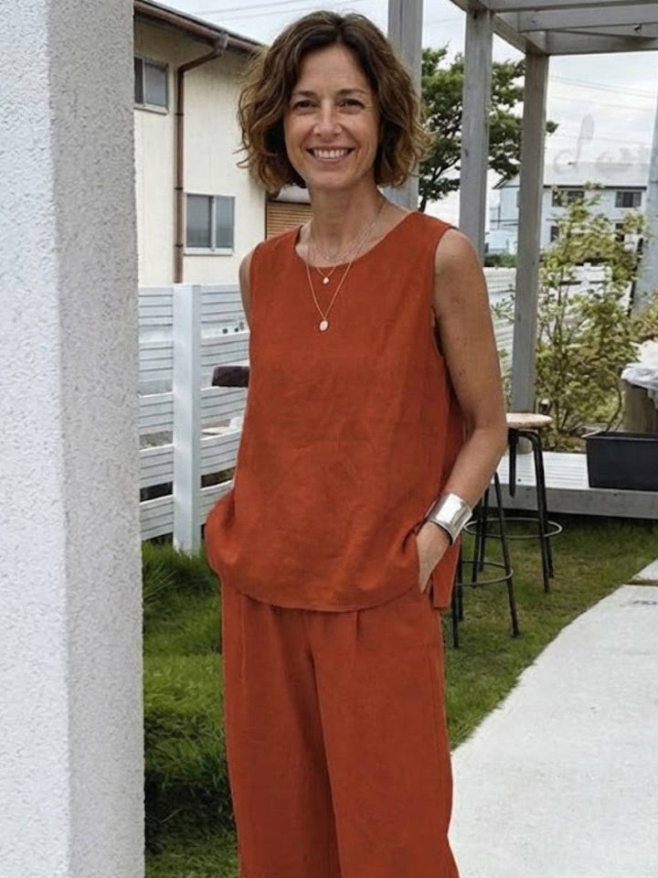 Olivia | Kvinders ærmeløs tanktop og bukser med bred ben