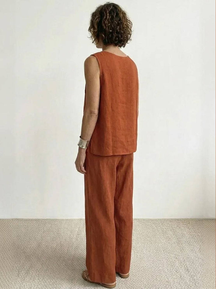 Olivia | Kvinders ærmeløs tanktop og bukser med bred ben