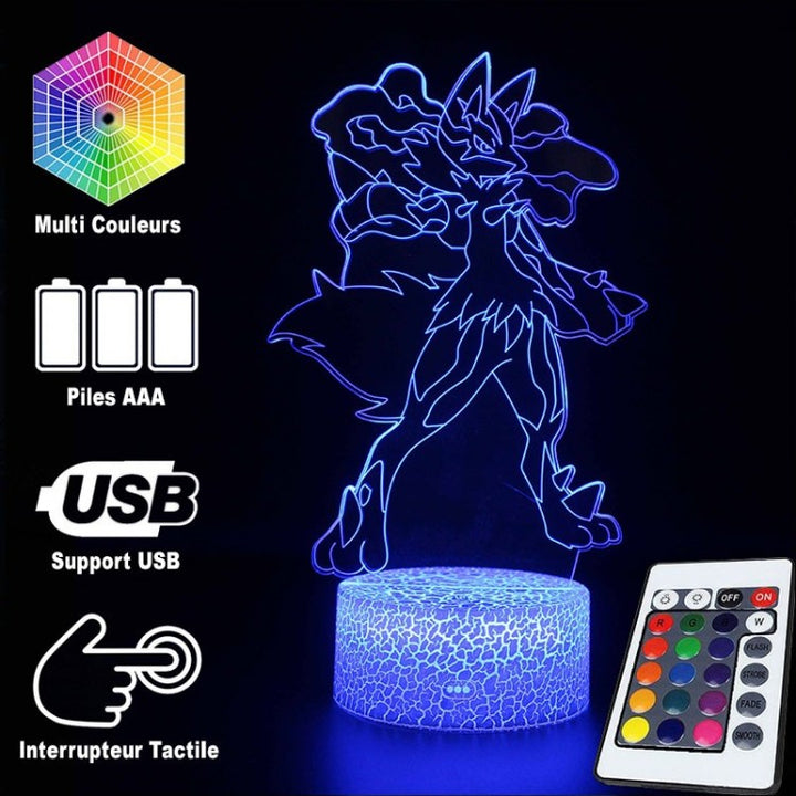 3D Lucario Pokémon Lampe med Blød LED Belysning