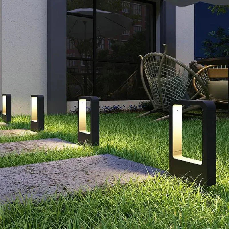 Moderne Aluminium Udendørs Gulvlampe med Varm LED Belysning