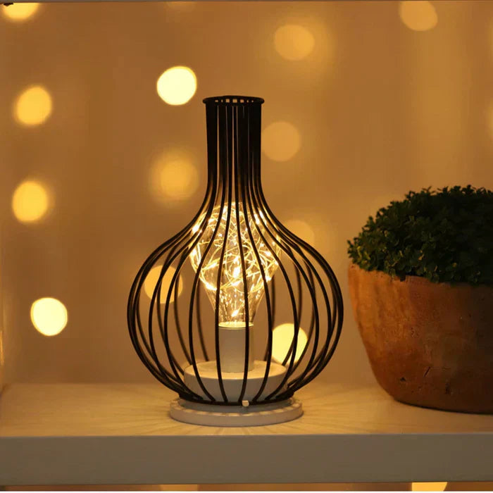 Moderne Sort Bordlampe i Metal og Stof