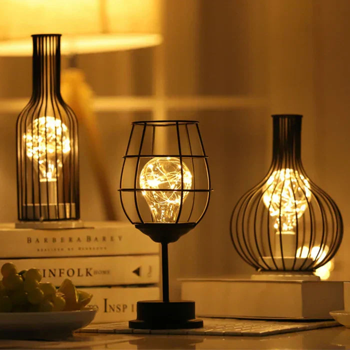 Moderne Sort Bordlampe i Metal og Stof