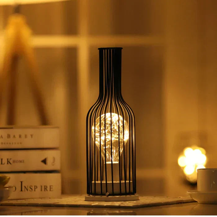 Moderne Sort Bordlampe i Metal og Stof