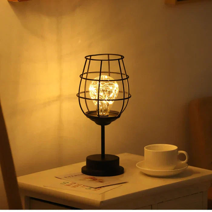 Moderne Sort Bordlampe i Metal og Stof