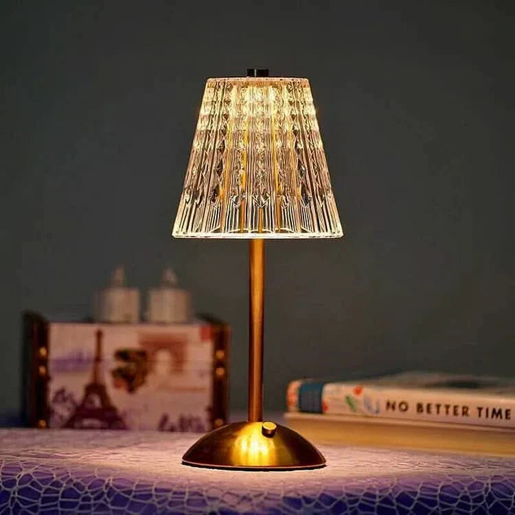 Genopladelig Trådløs Bordlampe med Krystaleffekt