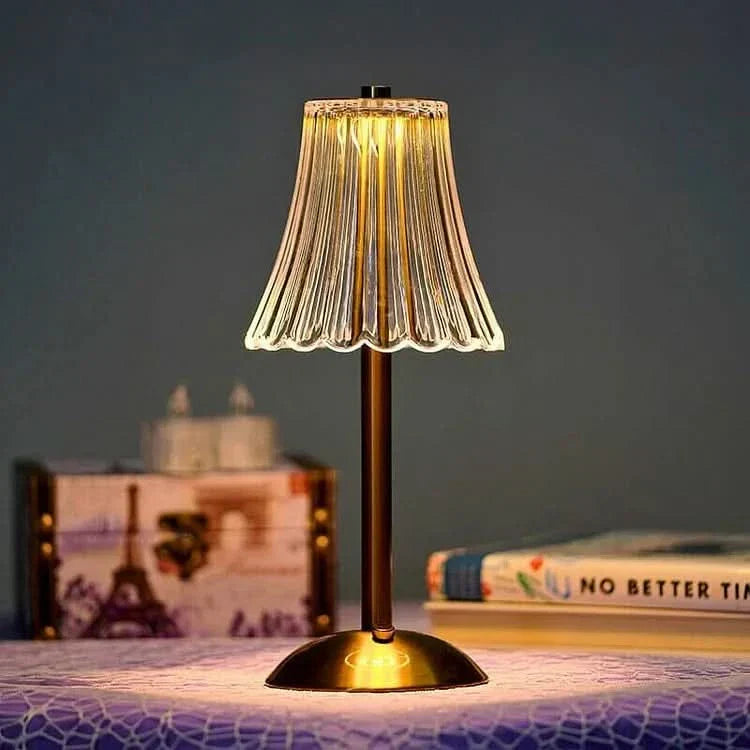 Genopladelig Trådløs Bordlampe med Krystaleffekt