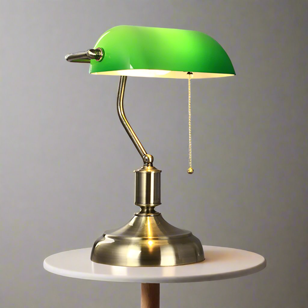Elegant Glas Bordlampe med Vintage Design og Blød Belysning