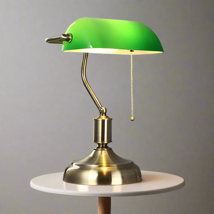 Elegant Glas Bordlampe med Vintage Design og Blød Belysning