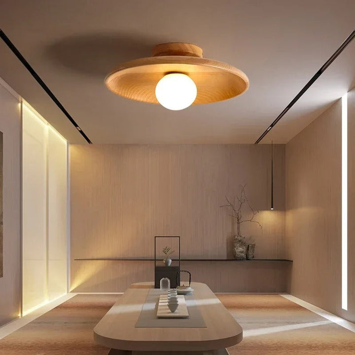 Moderne Træ Loftlampe i Naturligt Design