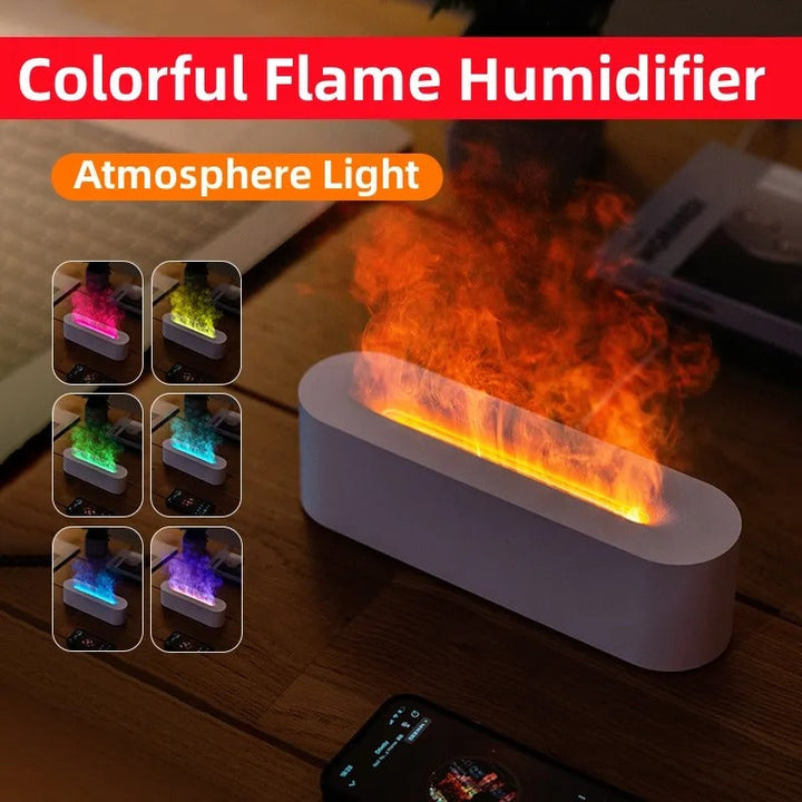 Elegant Luftfugter med Flammeeffekt og Aroma Diffuser