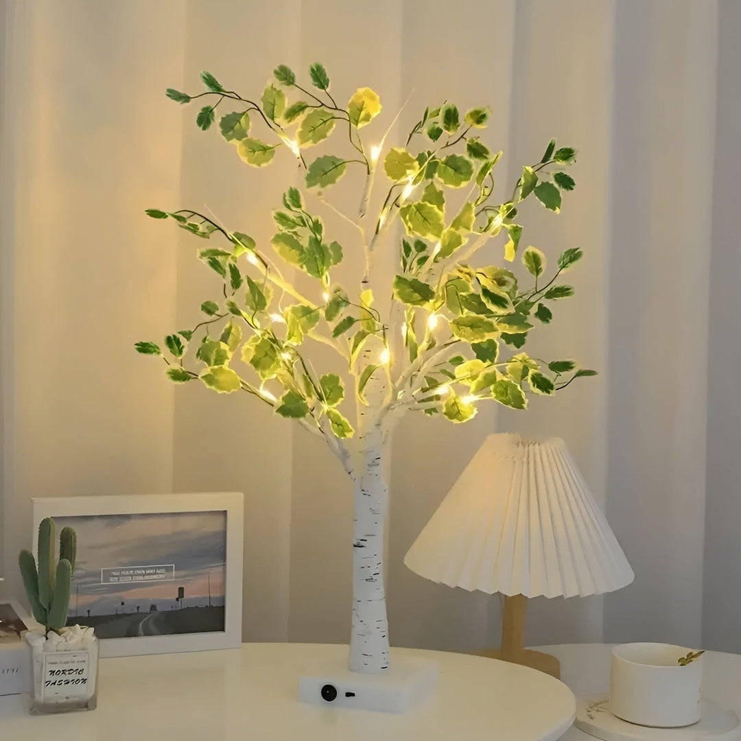Trædesign Bordlampe med Varmt LED-lys