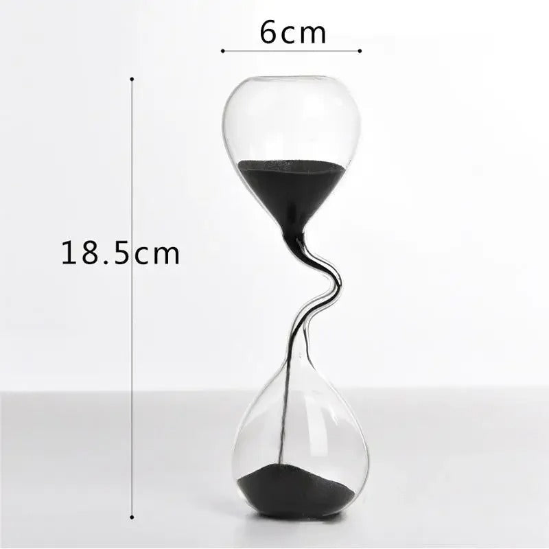 Buet Glas Timeglas med Sort Sand