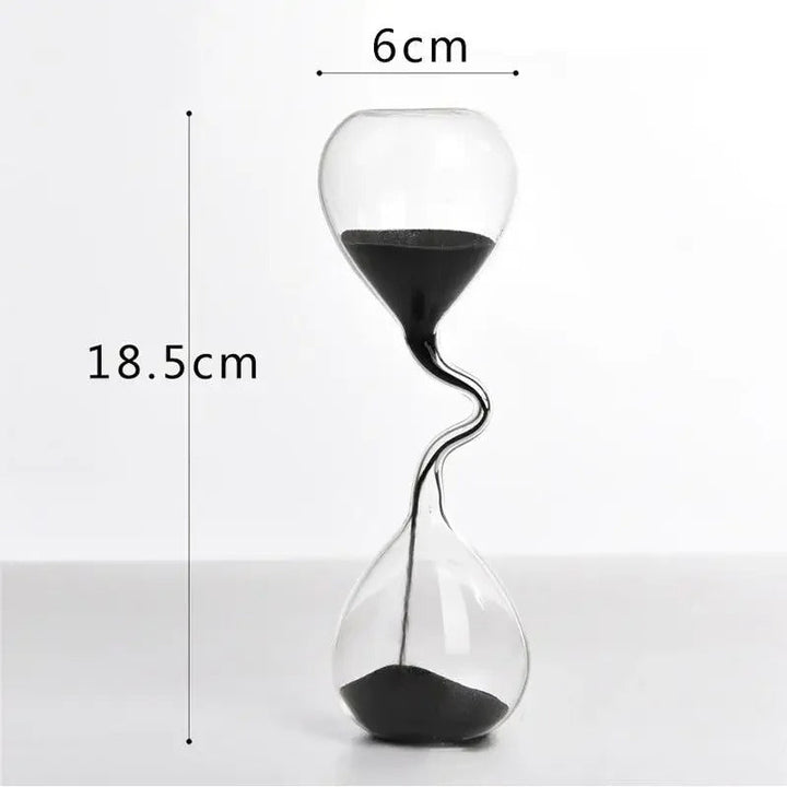 Buet Glas Timeglas med Sort Sand