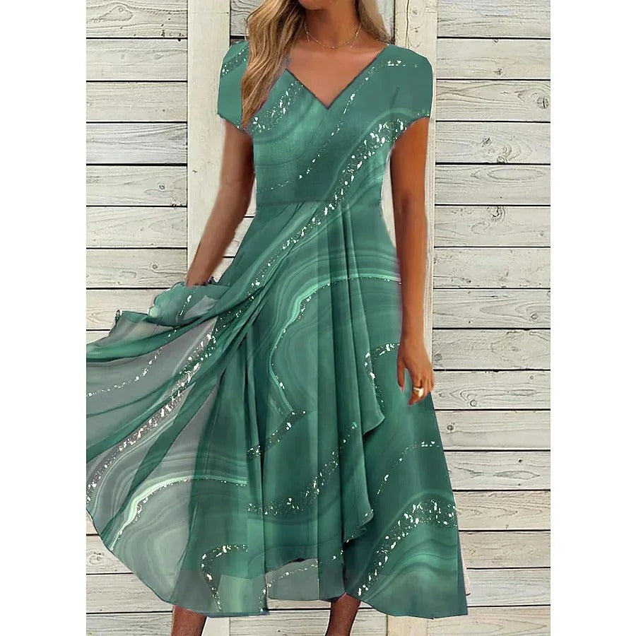 Emily™ | V-hals Midi Kjole
